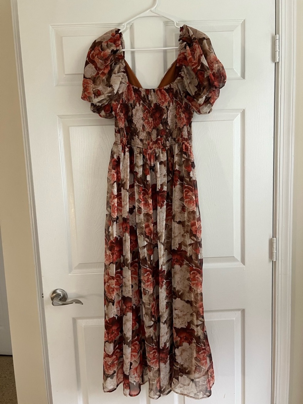 BaeVely Lane 201 Rustic Romance Brown Tan Floral Cottagecore Midi Dress Medium - Picture 3 of 9